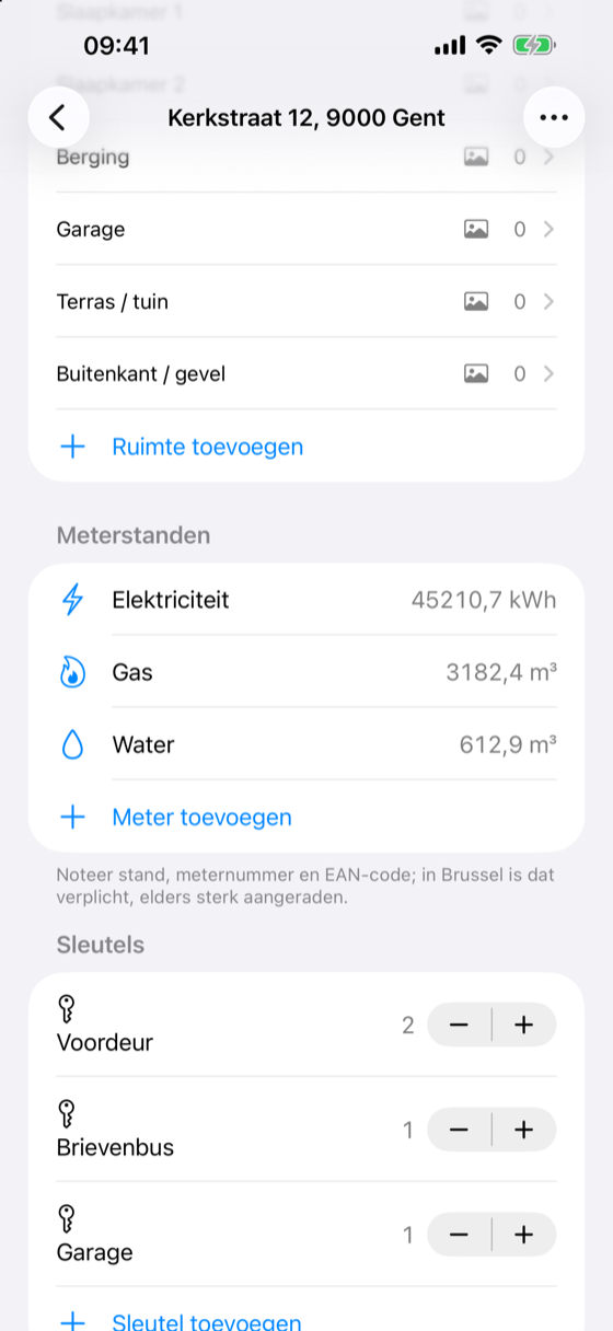 Schermafbeelding van InSitu: 6. Meterstanden en sleutels